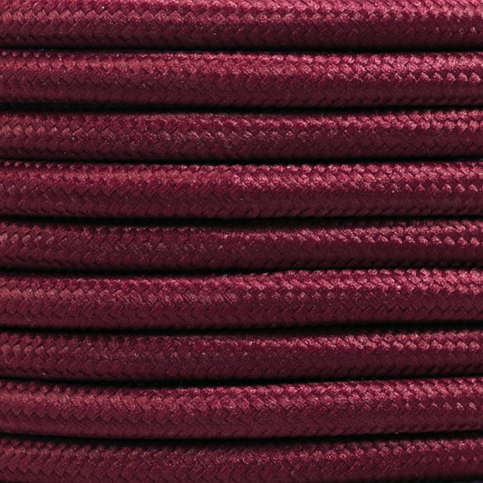 Ægte dekorativ stofledning i farven Bourgogne 2x0,75 mm