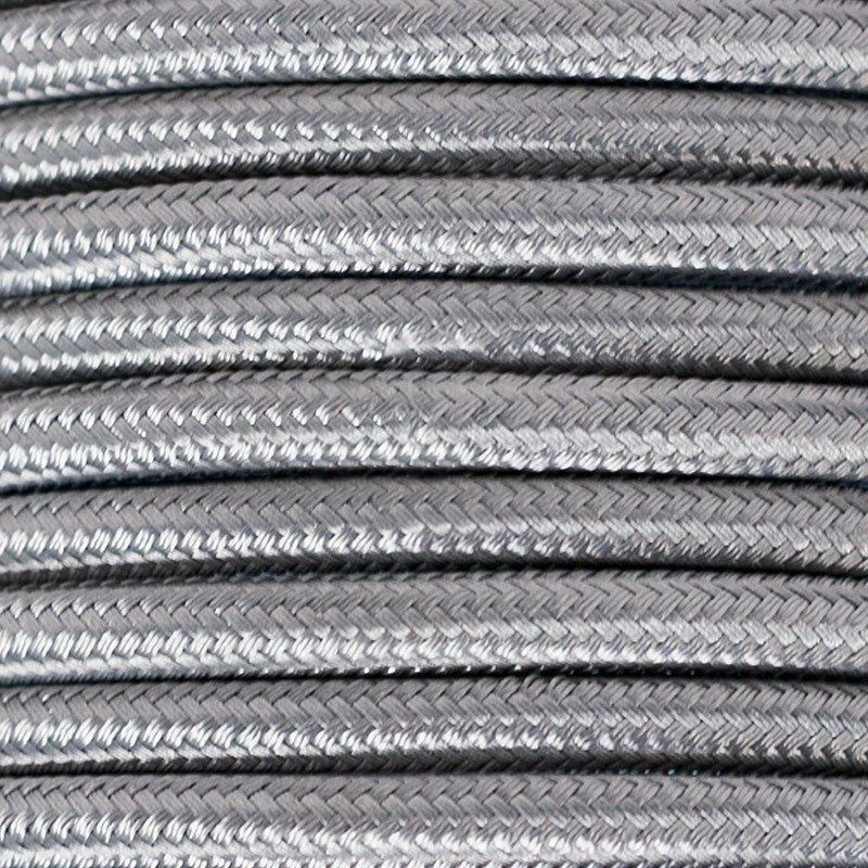 Ægte dekorativ stofledning i farven Sølvfarvet 2x0,75 mm