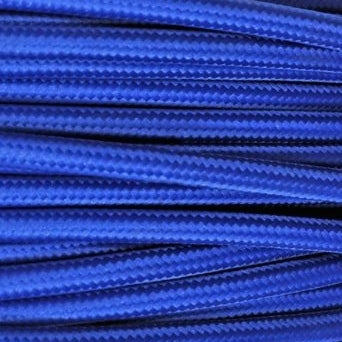 Ægte dekorativ stofledning i farven marineblå 2x0,75 mm