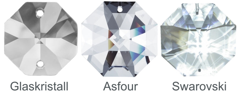 billed af alm. glas, Asfour krystal og Swarovski krystallen