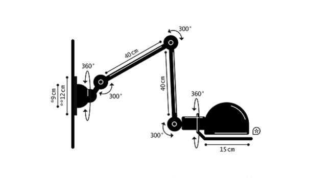 Skitse loft d4401 væglampe Jielde