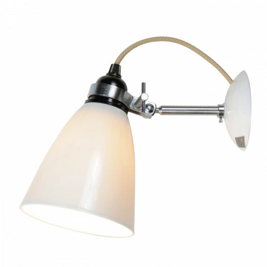 Hector medium dome væglampe hvid porcelænskærm til montering direkte på ledning eller lampeudtag fra original BTC