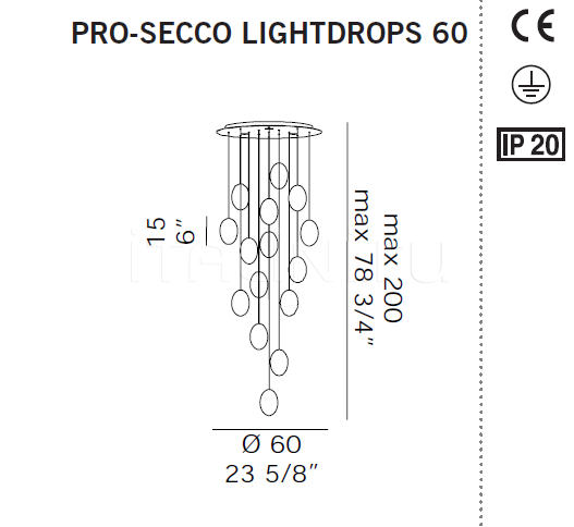 Måltegning af Pro-secco Lightdrops Ø 60 De Majo