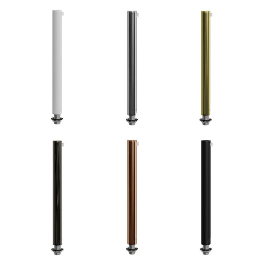 pinol / ledningsaflastning 150mm høj vist i aller fire farver hvid, sort krom, sort metallic, kobber og messing