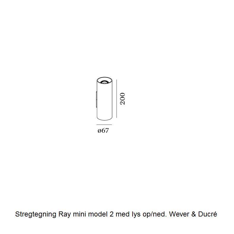 Stregtegning Ray mini væglampe Wever & Ducré model 2