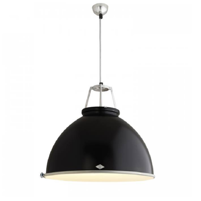 Titan pendel sort med hvid glas bund i