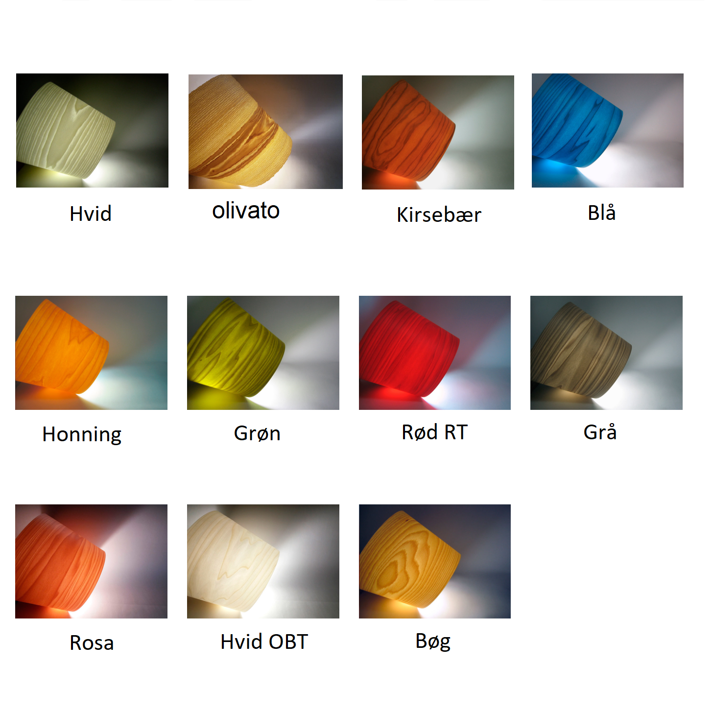 Her er Drum skærm farverne vist i alle 12 farver