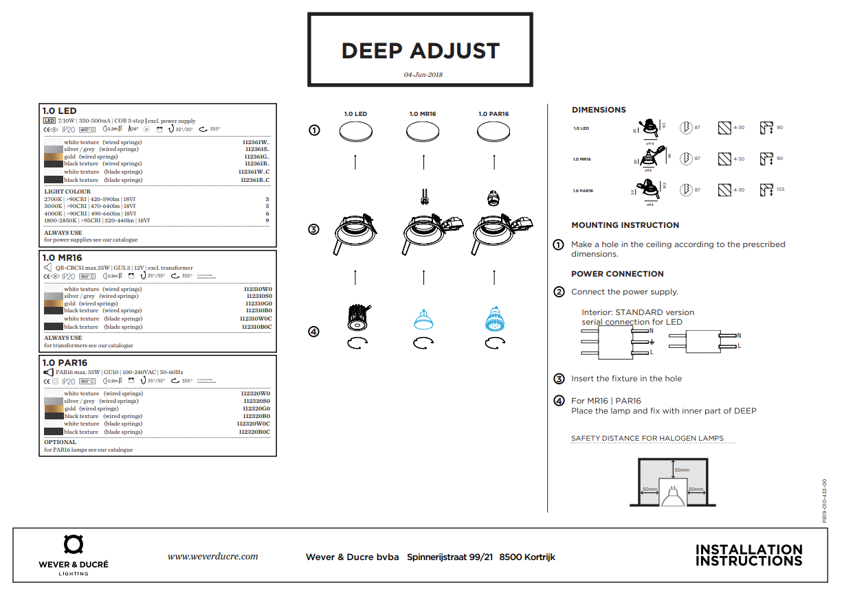 Oversigt over Deep Adjust downlight Wever & Ducré