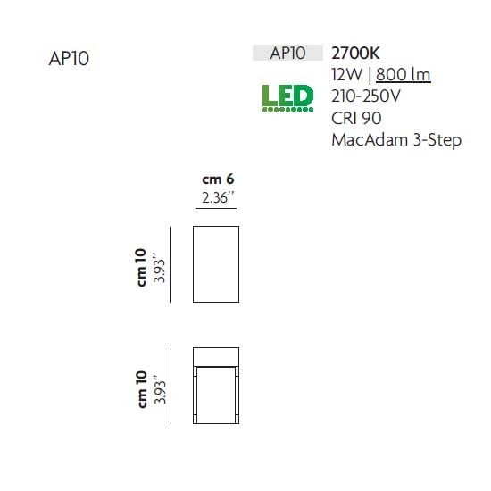 Stregtegning af Laser AP8 LED væglampe fra studio italia design