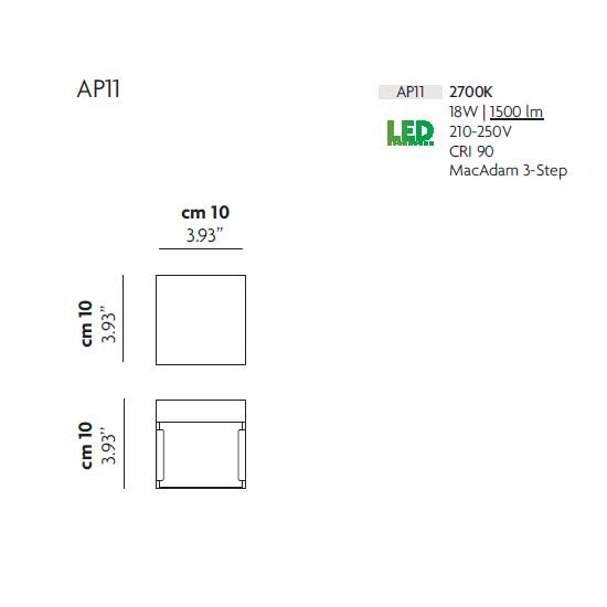 Stregtegning af Laser AP9 LED væglampe fra studio italia design
